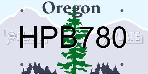 HPB780 Oregon License Plate