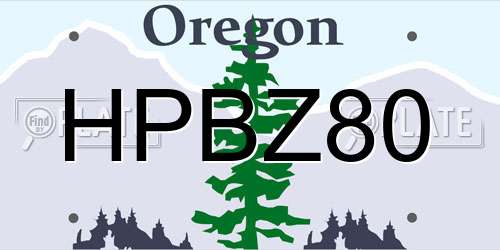 HPBZ80 Oregon License Plate