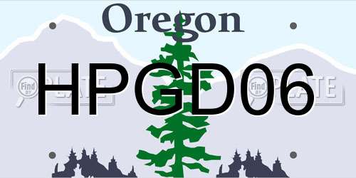 HPGD06 Oregon License Plate