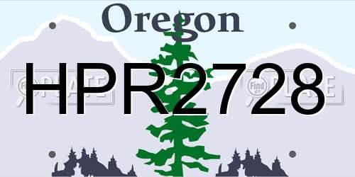 HPR2728 Oregon License Plate
