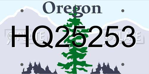 HQ25253 Oregon License Plate