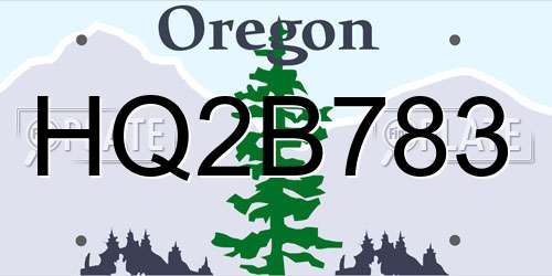 HQ2B783 Oregon License Plate