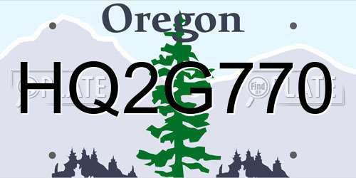 HQ2G770 Oregon License Plate