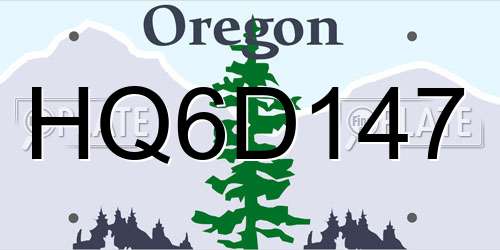 HQ6D147 Oregon License Plate