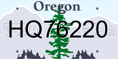 HQ76220 Oregon License Plate
