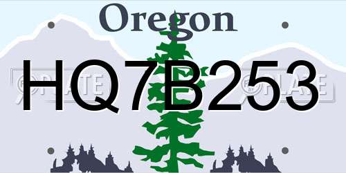 HQ7B253 Oregon License Plate
