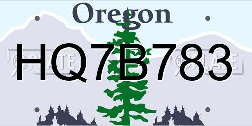 HQ7B783 Oregon License Plate