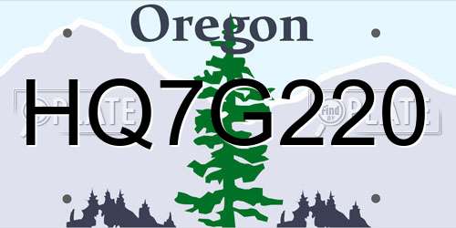 HQ7G220 Oregon License Plate