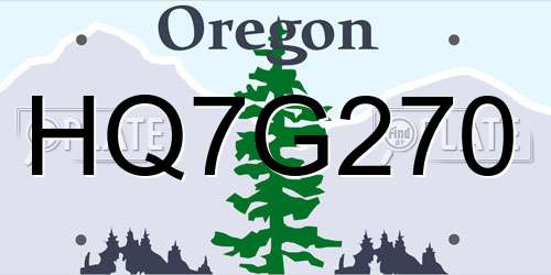 HQ7G270 Oregon License Plate