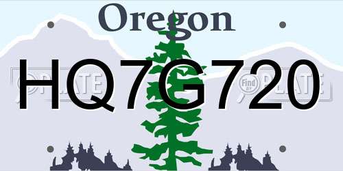HQ7G720 Oregon License Plate
