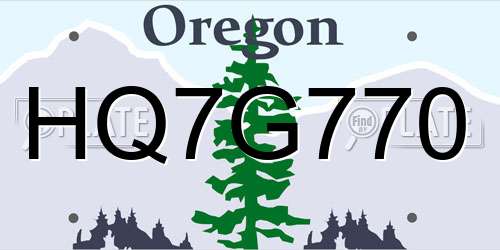 HQ7G770 Oregon License Plate