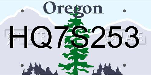 HQ7S253 Oregon License Plate