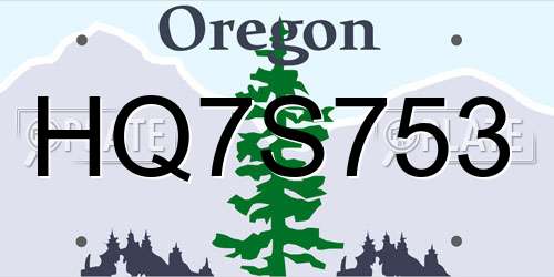 HQ7S753 Oregon License Plate