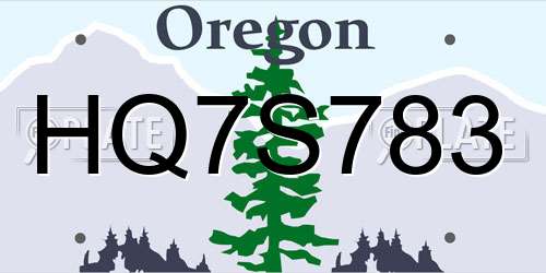 HQ7S783 Oregon License Plate