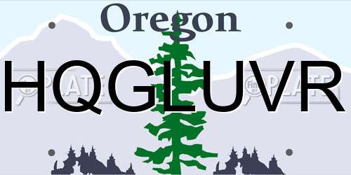 HQGLUVR Oregon License Plate