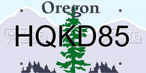 HQKD85 Oregon License Plate
