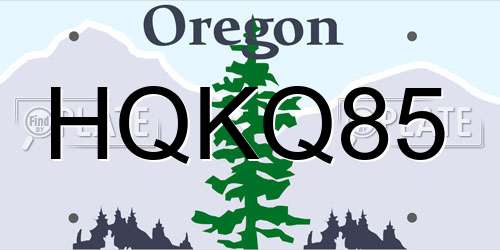 HQKQ85 Oregon License Plate