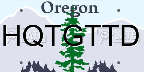 HQTGTTD Oregon License Plate