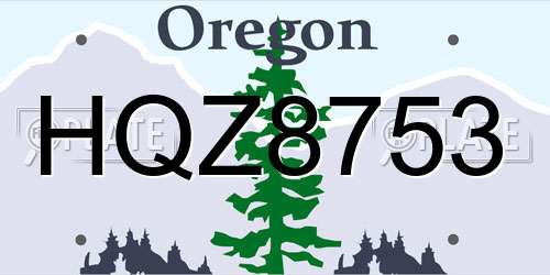 HQZ8753 Oregon License Plate