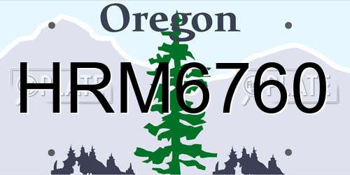 HRM6760 Oregon License Plate