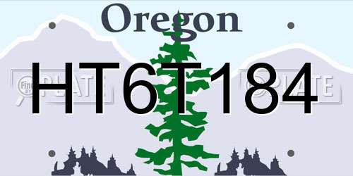 HT6T184 Oregon License Plate