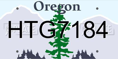 HTG7184 Oregon License Plate