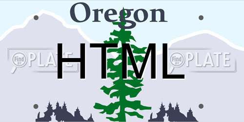HTML Oregon License Plate