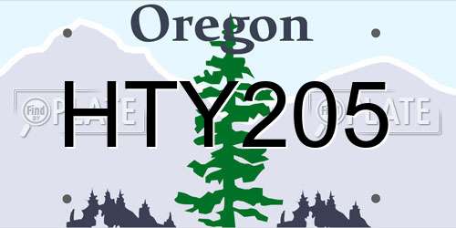 HTY205 Oregon License Plate