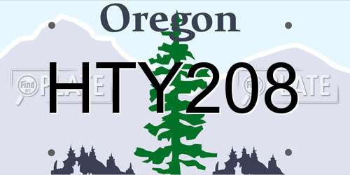 HTY208 Oregon License Plate
