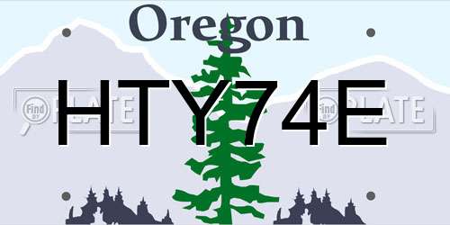 HTY74E Oregon License Plate