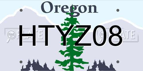 HTYZ08 Oregon License Plate