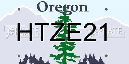 HTZE21 Oregon License Plate