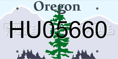 HU05660 Oregon License Plate