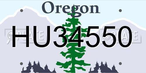 HU34550 Oregon License Plate