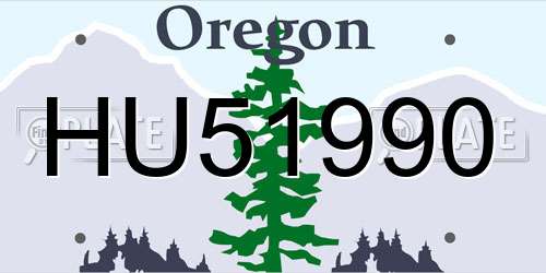 HU51990 Oregon License Plate