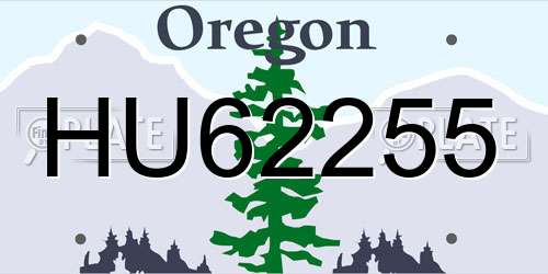 HU62255 Oregon License Plate