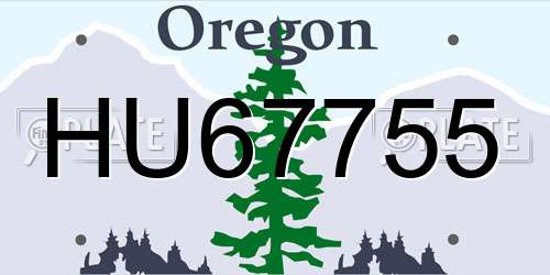 HU67755 Oregon License Plate