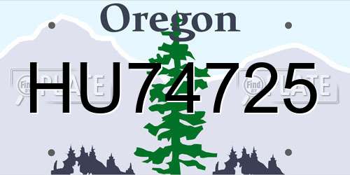 HU74725 Oregon License Plate