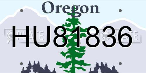 HU81836 Oregon License Plate