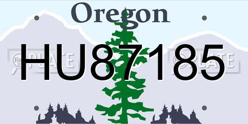 HU87185 Oregon License Plate
