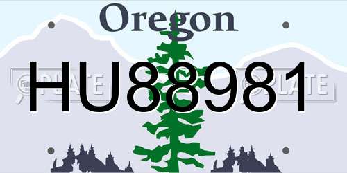 HU88981 Oregon License Plate