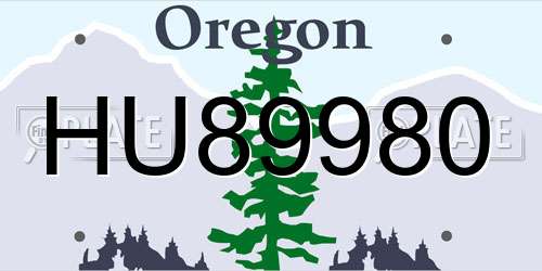 HU89980 Oregon License Plate