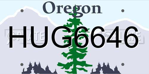 HUG6646 Oregon License Plate
