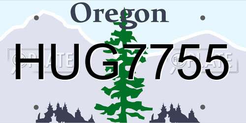 HUG7755 Oregon License Plate