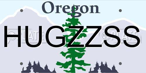 HUGZZSS Oregon License Plate