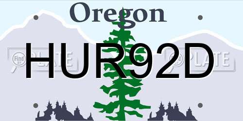 HUR92D Oregon License Plate
