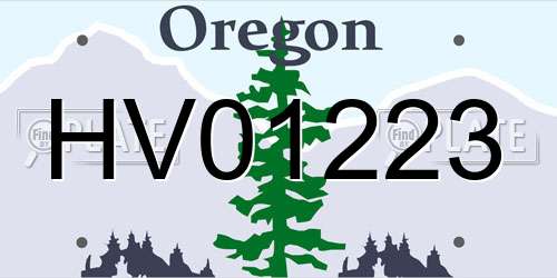 HV01223 Oregon License Plate