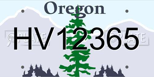 HV12365 Oregon License Plate