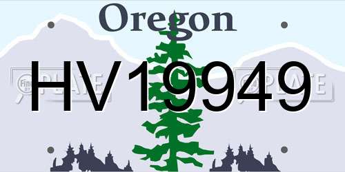 HV19949 Oregon License Plate