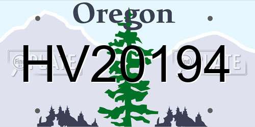 HV20194 Oregon License Plate